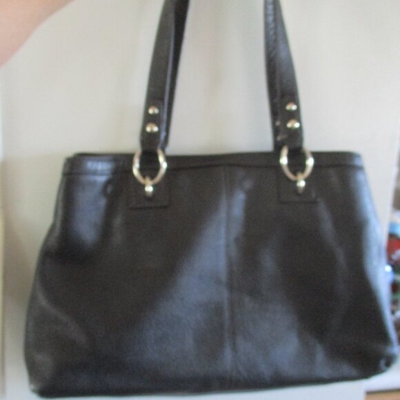 Coach  Black pebbled satchel 2 handle Leather Handbag purse - Picture 3 of 11